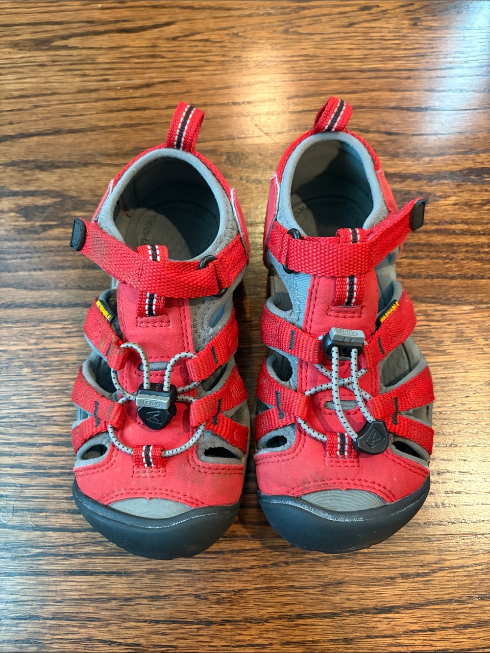 Keen Red and Gray Kids Closed-Toe Sport Sandals